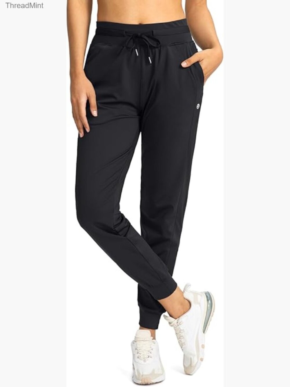 High Waisted Joggers with Zipper Pockets Tapered Sweatpants